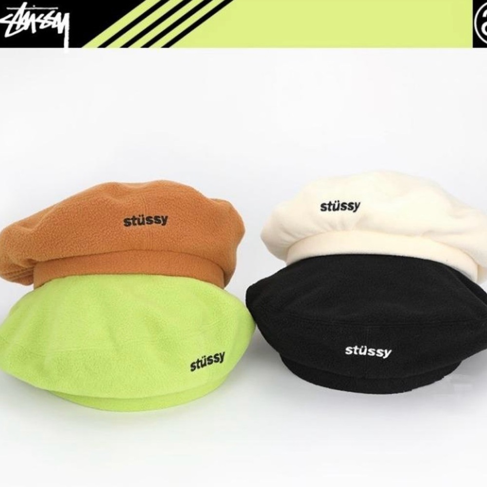 Stüssy Bistrol Polar Fleece Beret Camel Brown Tan – Rare Streetwear Hat Unisex